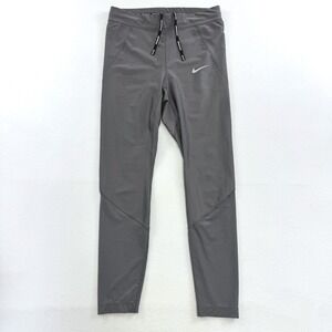 Nike Women's Gray Running Leggings Reflective Logo Athletic Pants Medium